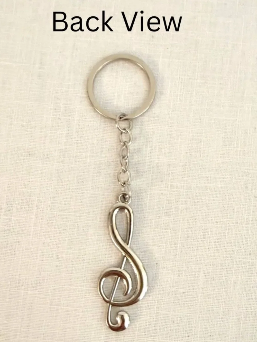 Music Lover Treble Clef Keychain 4.4in Silver Tone Singer Choir Theater Gift